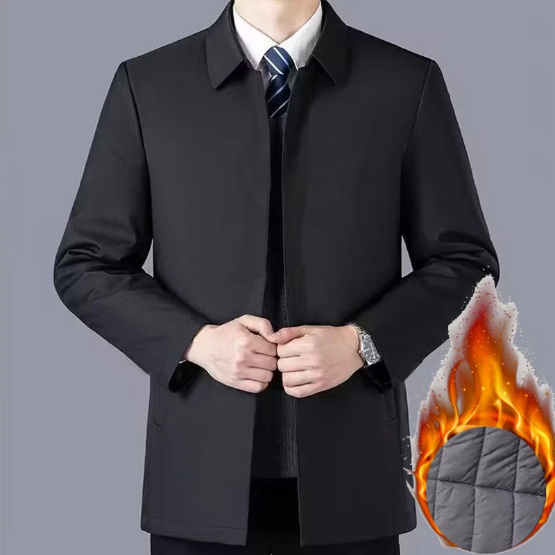 Verstärkte, gefütterte Herren-Winterjacke, winddichte Jacken, warm gefütterte Blazer für Herren, luxuriöser Herren-Wintermantel XXXL – Detail 5
