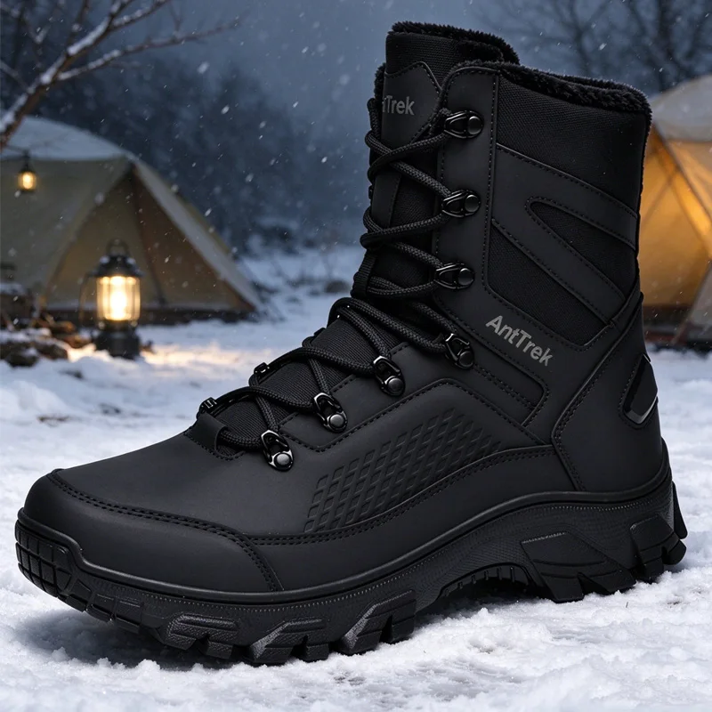Men Boots Keep Warm Plush Hiking Shoes Waterproof Non-Slip Snow Boots Winter Sneakers Outdoor Male Casual Work Ankle Boots