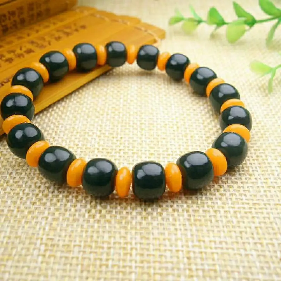 

Natural Nephrite Green Jade Bracelet Men Women Fine Jewelry Genuine Chinese Hetian Jade Tassel Charm Beads Bracelet Stone Bangle
