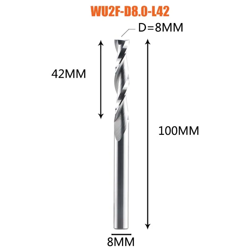 Dreanique 1-delige UP Cut Solid Carbide frees 3.175 4 6 8mm 2-snijders spiraal frees Carbide frees voor hout MDF