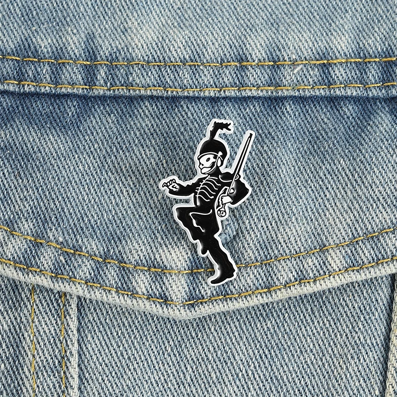 Skeleton Parade Enamel Pins Black Skull Brooch Punk Cool Lapel Badge Marching Band Jewelry Accessory Gifts For Fans Friends
