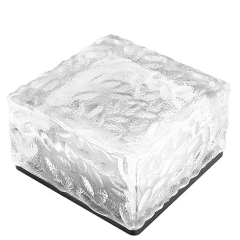 

Бытовая светодиодная квадратная лампа для кубиков льда, двор, сад, стеклянная декоративная лампа, лампа из ледяного кирпича на солнечной энергии, уличный светильник для плитки