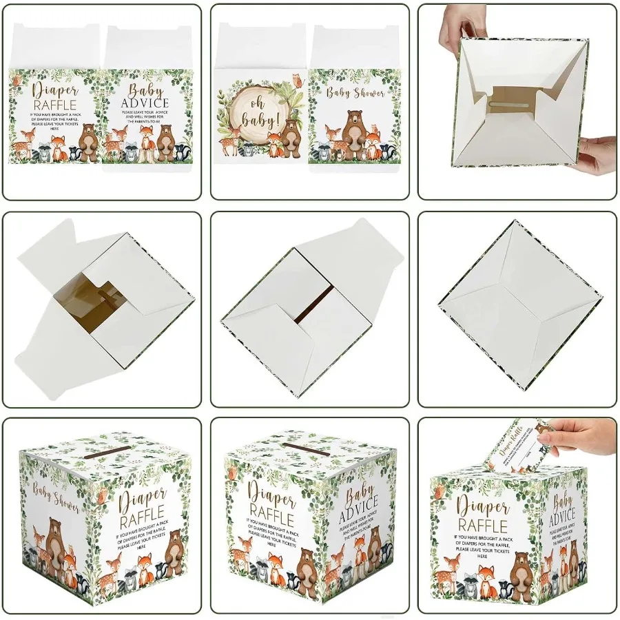 Bosluier Loterij Tickets en Babyadvies Bos Bos Baby Douche Luier Loterij Speldoos Tickets Luier Loterij Ticket