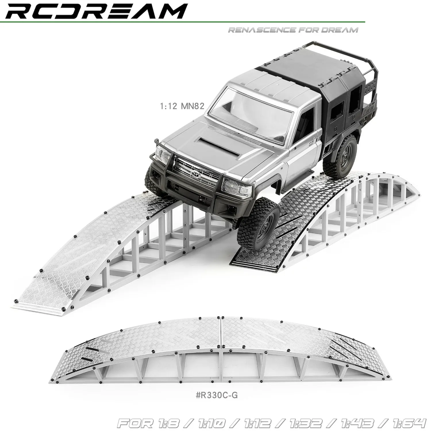 Rcdream Barrière de route en métal simulée, pont unilatéral pour voiture RC Crawler 1/10 1/12 Traxxas Trx-4 Axial Rgt H12y Mjx Mn82 Mn128