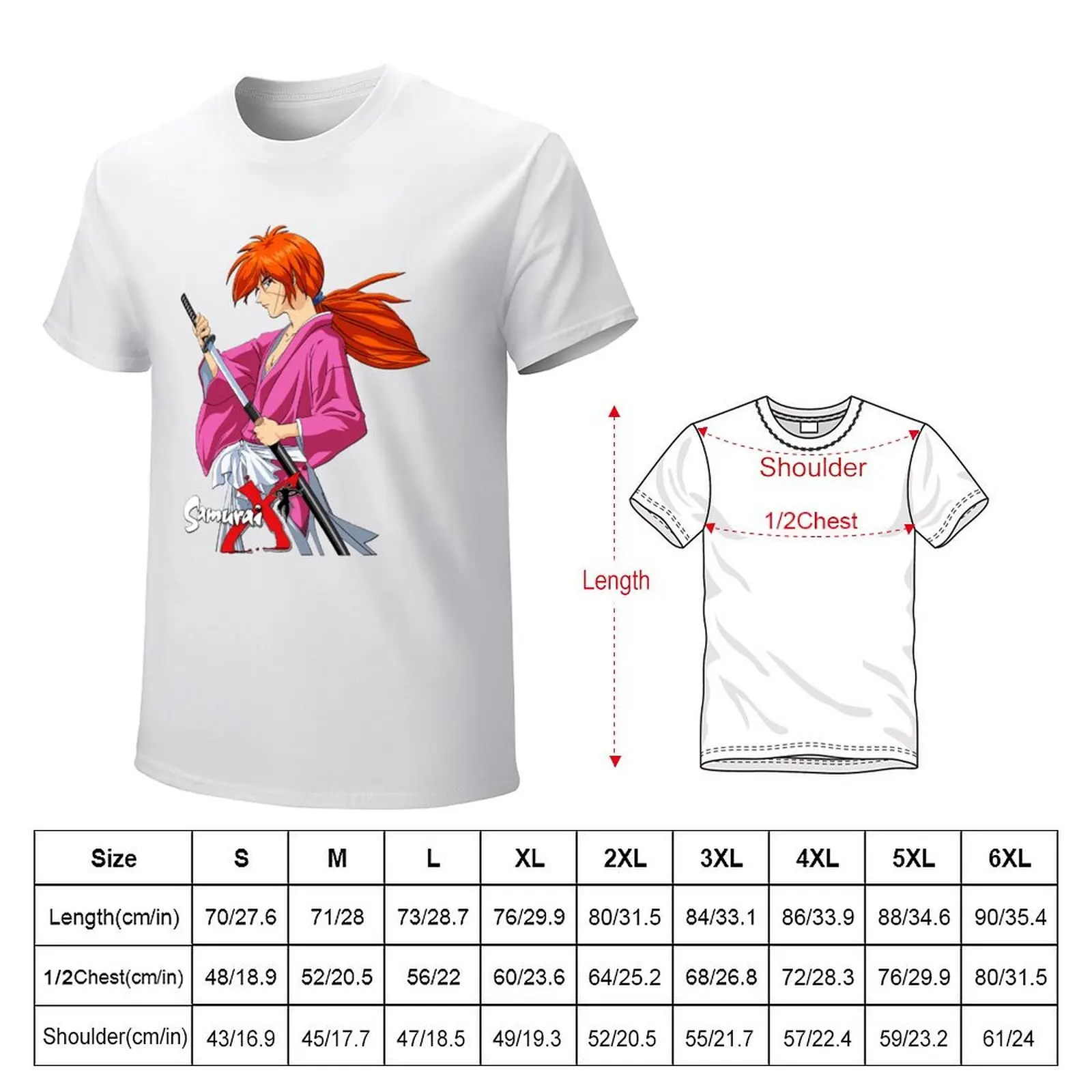 Himura Kenshin Battousai Samurai X T-Shirt shirts graphic tees sports fans t shirt men