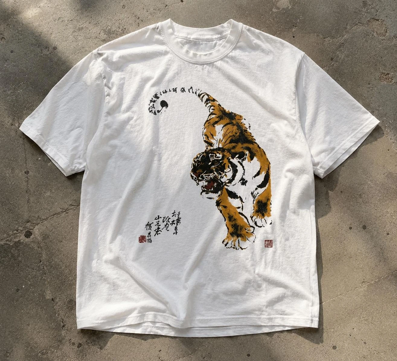 Summer Women's Sumi-e Tiger Print T-shirt Cotton and Breathable Short Sleeve Streetwear Oversized Loose Casual