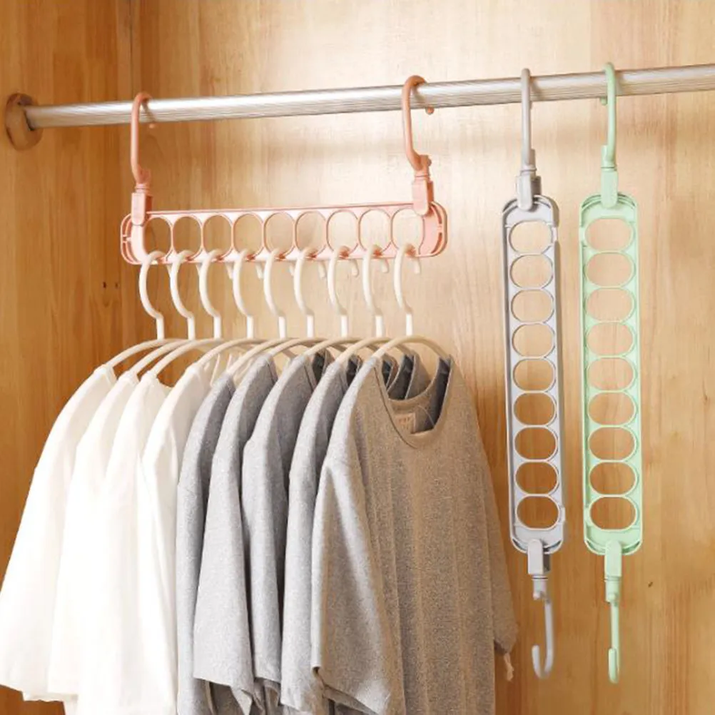 5Pcs 9-Hole Multifunctional Clothes Storage Hangers Organizer Space Saving Rack for Closet Hanger Rack Clothes Storage Hanger