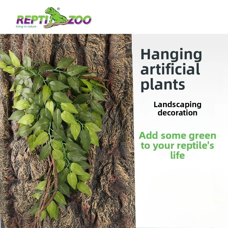 

Reptizoo Artificial Plants for Reptile Terrarium & Aquarium, Lifelike Vines and Hanging Leaves for Lizards, Turtles, Fish Tank