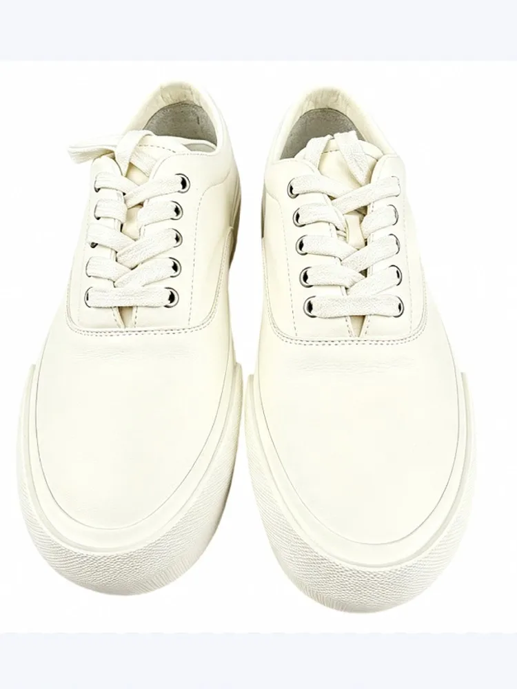 Spliced Horsehide Lace-Up Male Sneakers Fashion Mens Designer Genuine Leather Retro Shoes Thick Sole Leisure Footwear Hot Sale