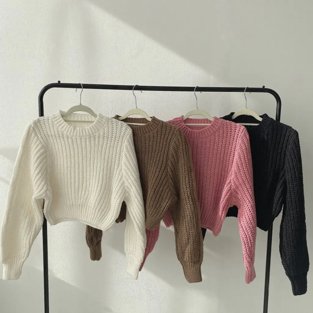 

Women's French Style Knitted Top round Neck Loose Outer Sweater Sweet Temperament College Niche Autumn Winter Wear