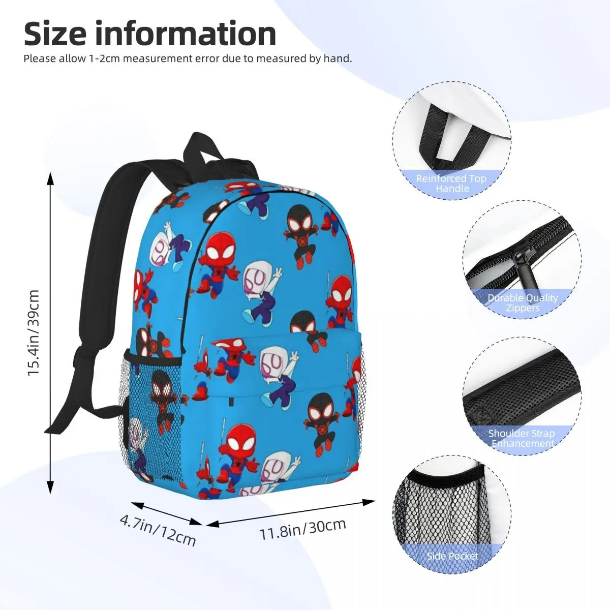 Spidey Amazing Friends 15-Inch Waterproof Backpack - Lightweight Travel Bag with Multiple Pockets for Organization