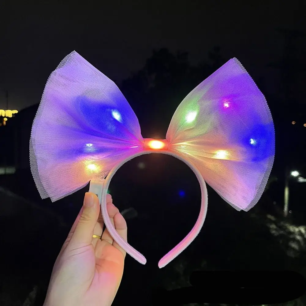 

Cute New Year Decoration LED Bow Headband Bowknot Hair Hoop Glowing Hair Band Light Flashing Party Dress Up Female