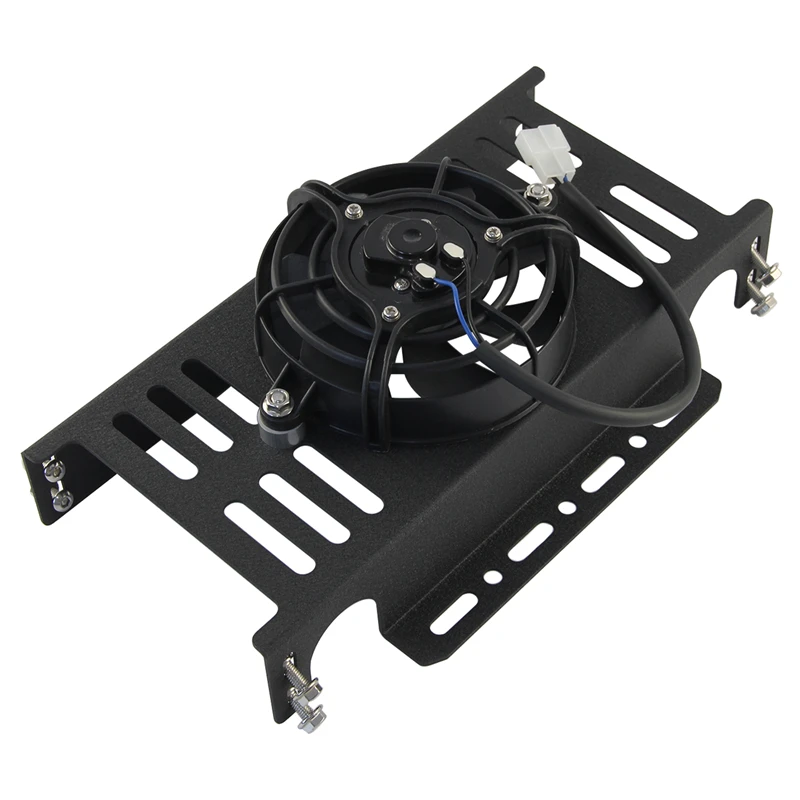 Oil Cooler Fan Cover with Single or Bis-5.5'' Electric Fan Universal 19 Row Mocal Style 248mm Aluminum Shroud 12V 300W Kit Black