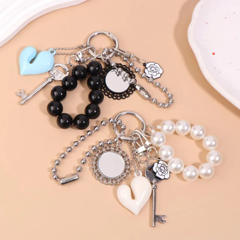 

Mirror Rose Love Chain Multi-element Beaded Mobile Phone Chain Keychain Pendant Bag Hang Ornaments Girl Fashion Accessories Gift