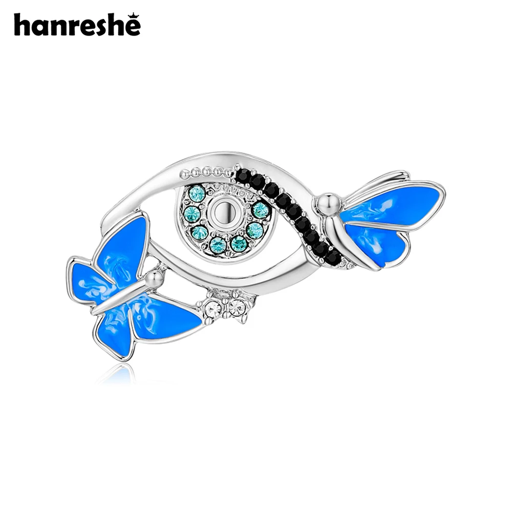 Hanreshe Beauty Eye Butterfly Brooch Medical Ophthalmology Jewelry Inlaid Crystal Eyeball Enamel Pin Badge for Ophthalmologist