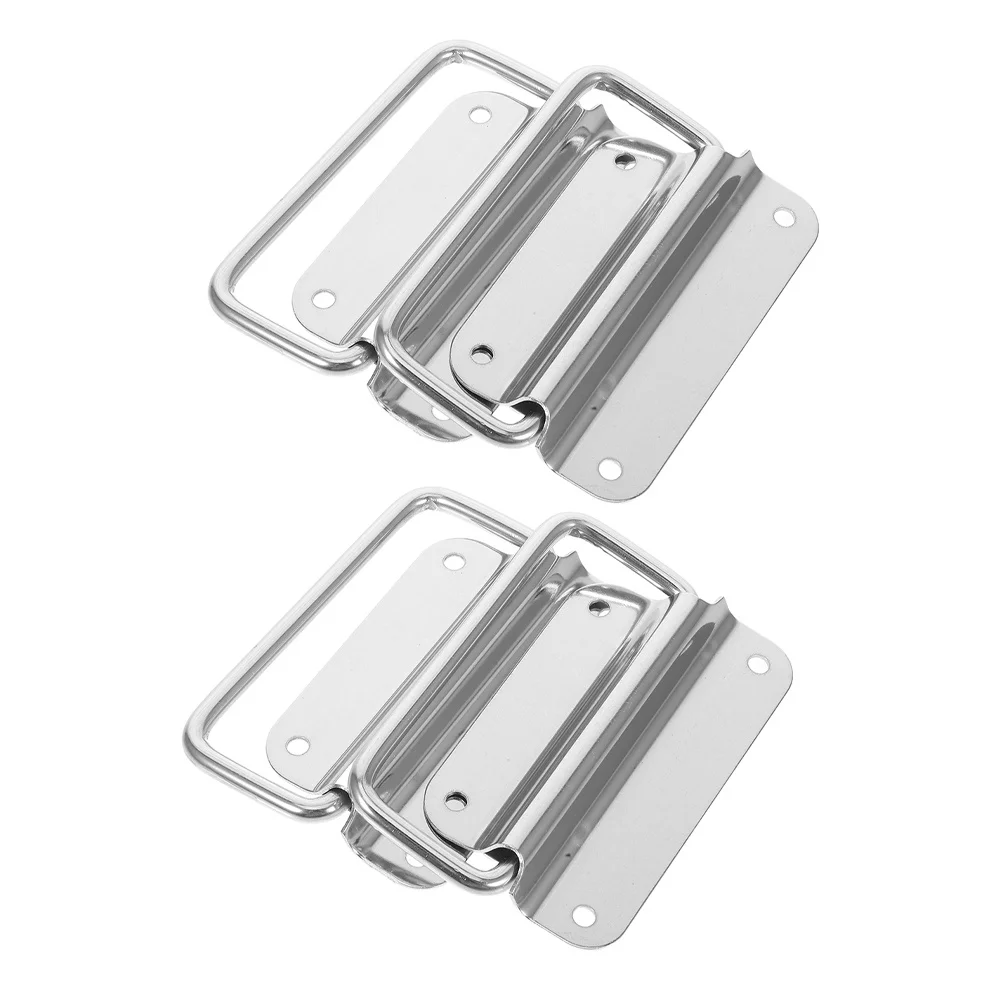 

4Pcs Toolbox Pull Handles Stainless Steel Foldable Chest Case Ring Handles Heavy Duty Tool Box Replacement Parts