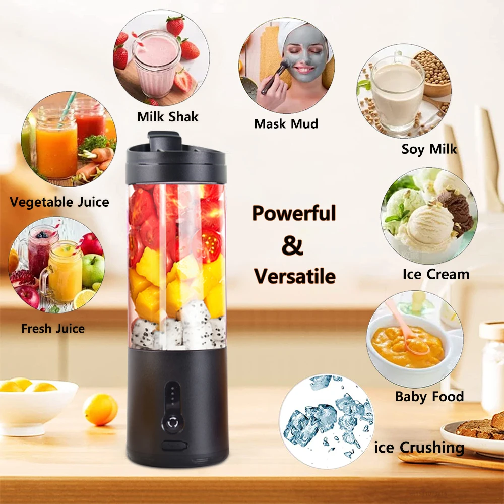 Portable Bottle Blender Electric Fresh Juice Blender Mini Fruit Juicer Blender Rechargeable Smoothie Mixer Juice Making Machine