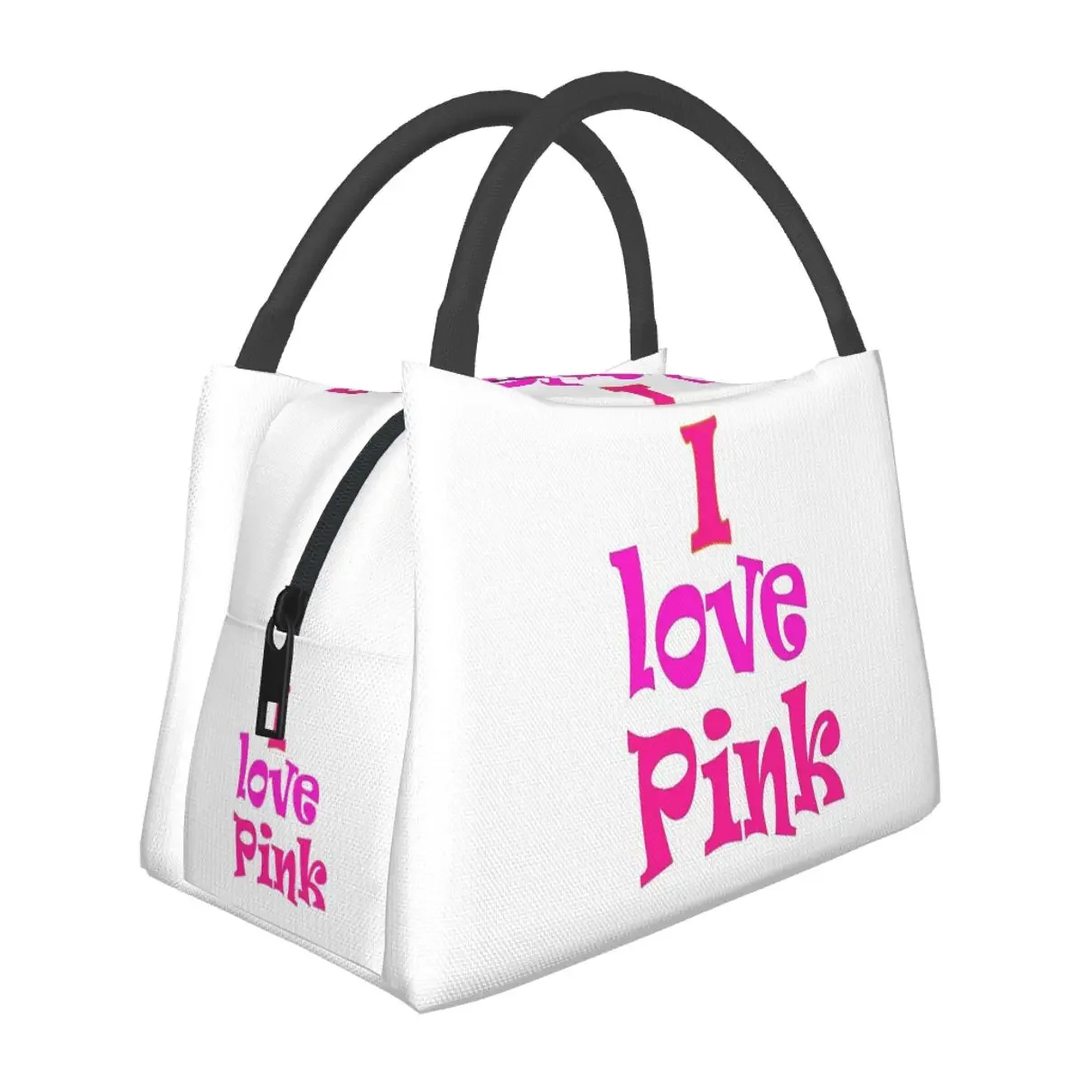 

I Love Pink Lunch Bags Insulated Bento Box Leakproof Lunch Tote Picnic Bags Cooler Thermal Bag for Woman Student Travel