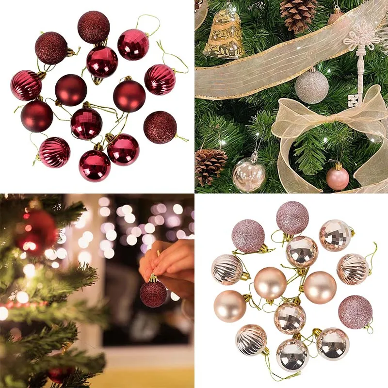 36pcs Mglitter Christmas Decoration Ball DIY Wedding Party Hanging Colorful Ball Christmas Tree Pendant New Year Children Gift