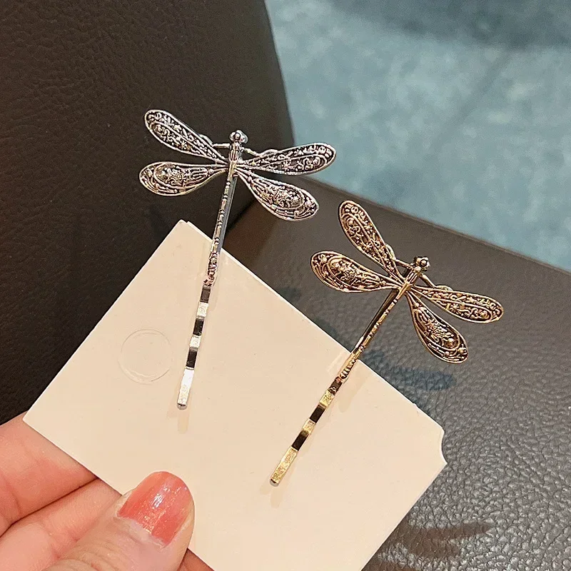 Creative Dragonfly Hairpins Metal Old-fashioned Silver/Gold Dragonfly Hair Clips Woman Hair Accessories