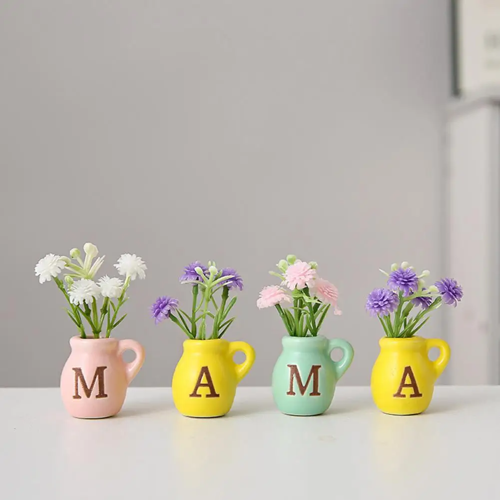 Ceramic Vase Fridge Magnets Magnetic Flower Vase Mini Ceramic Vase Fridge Magnet with Fake Flower 3d Miniature for Mother's