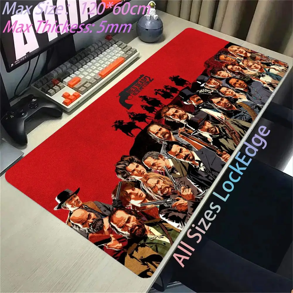 900x400 Red Dead Redemption 2 Mousepad Large Gaming Keyboard Mouse Pad Computer Gamer Table Desk Mat XXL Office Play Mice Mats