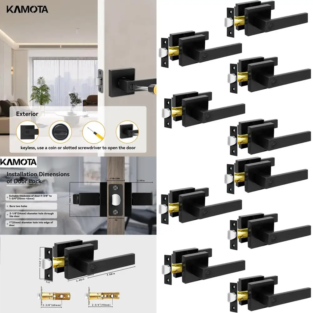 

Комплект из 5 матовых черных дверных рычагов конфиденциальности с внутренними замками без ключа для кровати и ванны, двусторонними для левых и правых дверей
