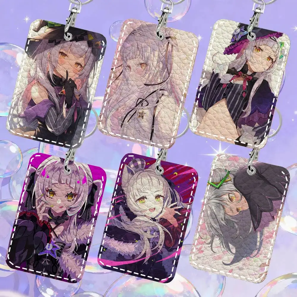 Murasaki Shion Anime H-hololive Card Case Keychain Access Card Bag Key Tag Ring Leather Card Holder Key Ring Access