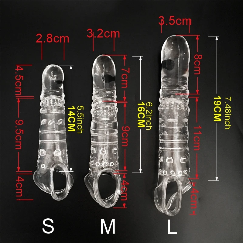 SML Elastic Penis Extension Sleeve Reusable Soft Delayed Ejaculation Condoms Penis Extender big Dick wearable penis thick dildo