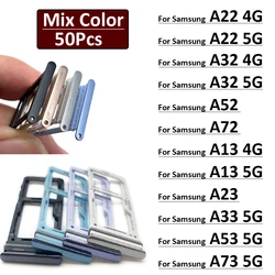 50Pcs, Dual SIM Card Tray Slot Holder For Samsung A13 A23 A33 A53 A73 A22 A32 A52 A72 4G 5G Replacement Parts Mix Color