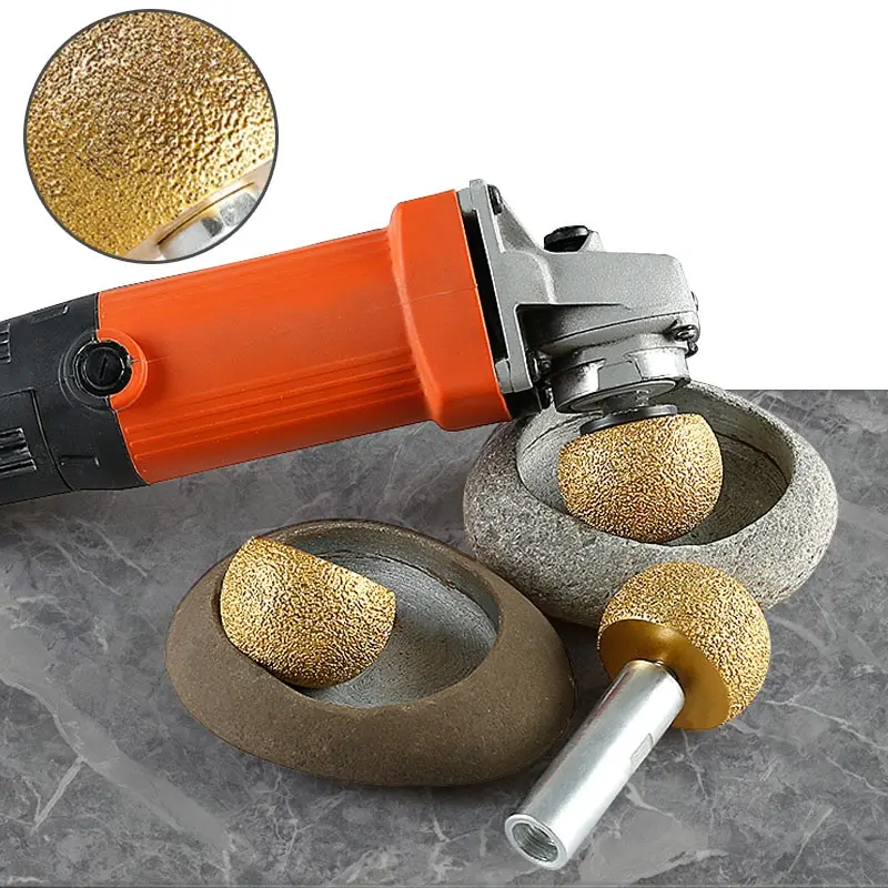 35/50mm M10 Diamond Brazed Round Grinding Head Abrasive Tool For Internal Arc Grinding Of Stones Engraving Tool Mushroom Head
