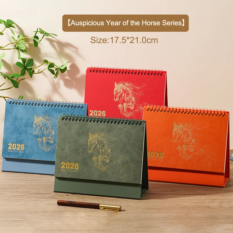 

2026 Red Hollowed-Out Calendar Embossed Vintage Design Horse Year Table Calendar Chinese Style Souvenir Large-sized Calendar