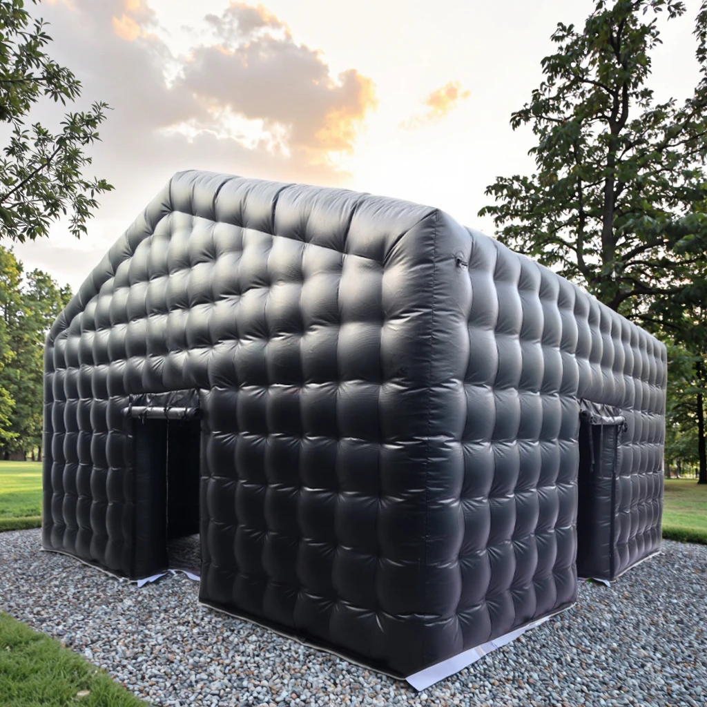 

！@Commercial Event Black PVC Portable Backyard Party House Inflatable Cube Tent 6*6*4.5m Eco-Friendly for Nightclubs Discos Spor