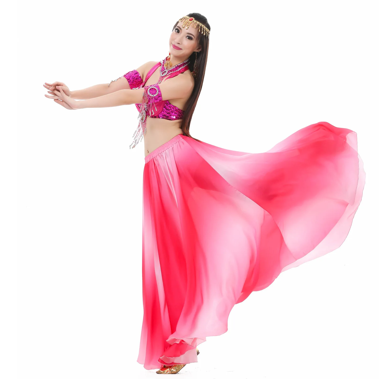 راقصة الرقص الشرقي أداء زي الربيع زي أداء الرقص الإناث مجموعة الجنية نمط 823 التدرج تنورة