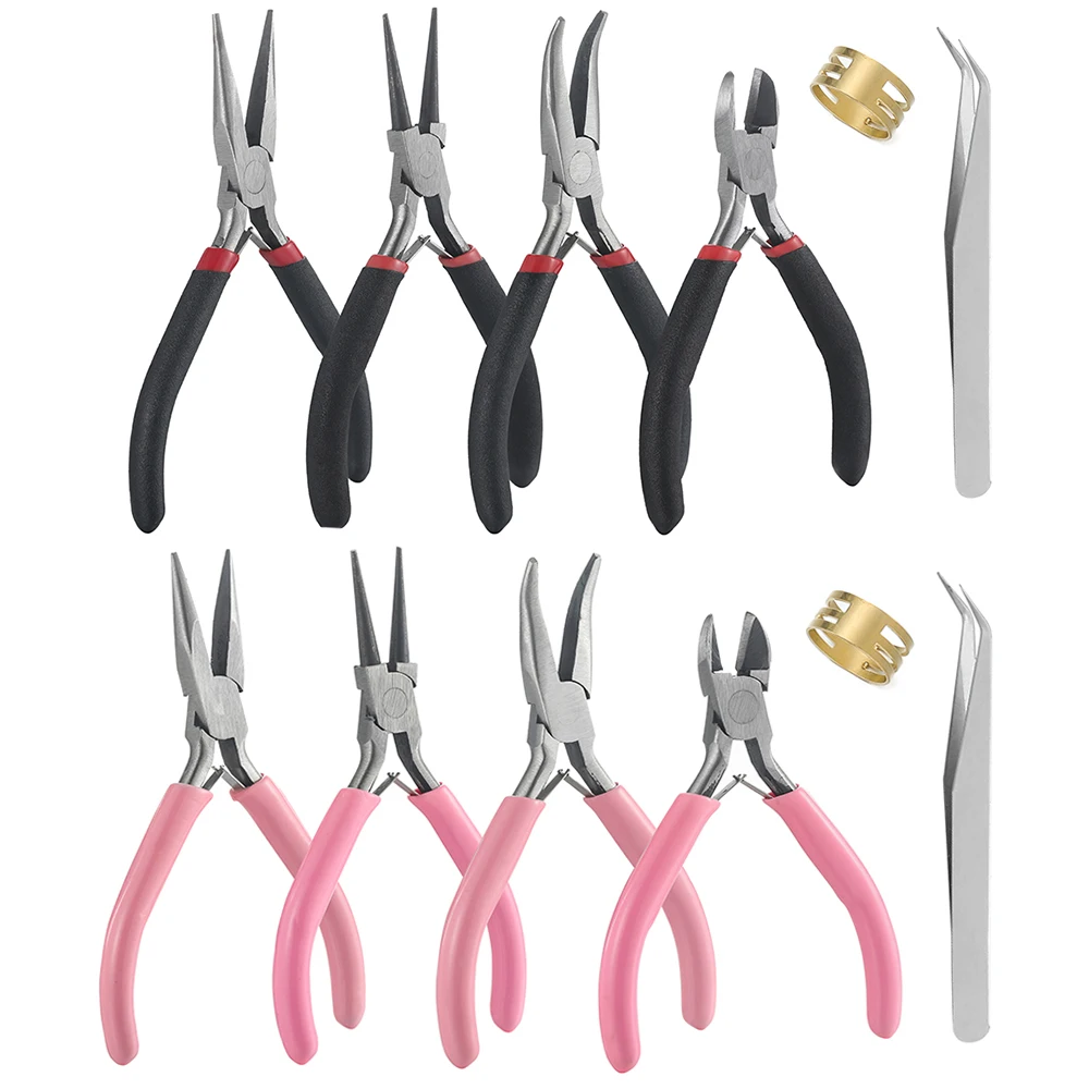 

6pcs/Set Metal Jewelry Pliers Tools Kit Needle Round Nose Pliers Tweezers with Open Rings for DIY Jewelry Making Repair Tool