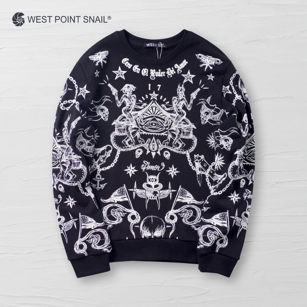 Men Women Sweatshirts Demon Skull Print Hoodies Spring Autumn Gothic Hip-hop Punk Long Sleeve Pullovers Streetwear Clothes