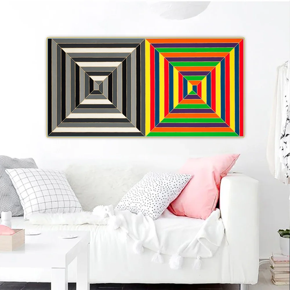 Frank Stella《Untitled.(1966)》Minimalism Canvas Oil Painting Art Poster Picture Wall Hanging Decorations Home Living Room Decor