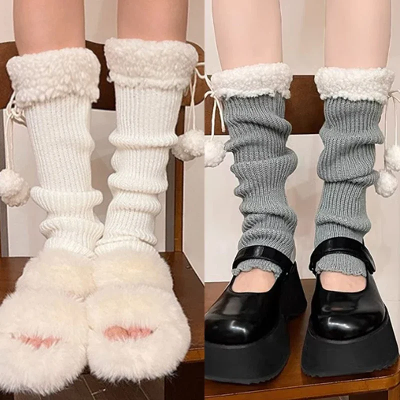 

Kawaii гетры носки японская Лолита вязаные милые чулки для девочек манжеты для ботинок носки до середины икры Y2K Harajuku женские чехлы для ног