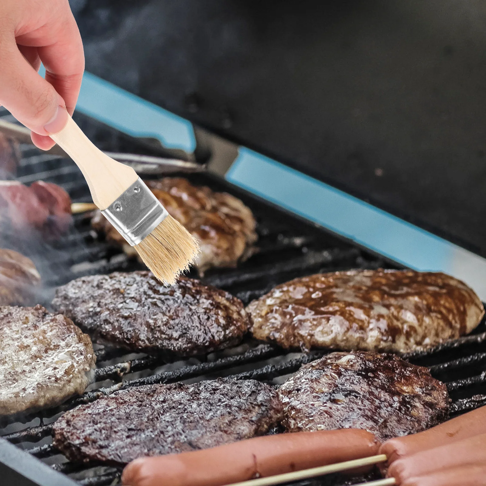 

2Pcs Barbecue Brush Set Wooden Handle Pig Hair Oil Basting Brush for Grilling Baking Roasting Kitchen Bbq Barbecue