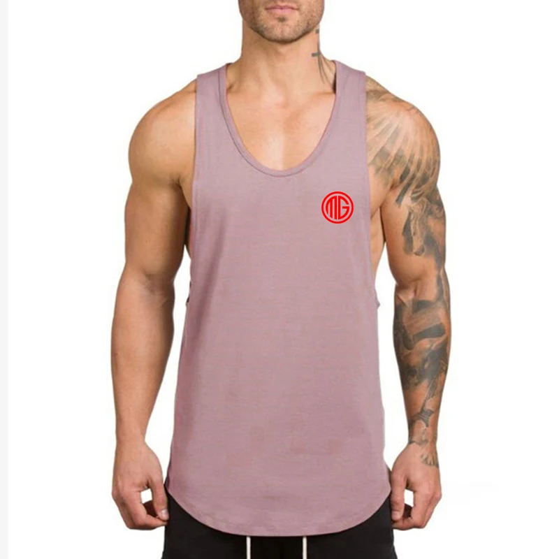 

Gym Fitness Workout Tank Top Men Bodybuilding Running Sport Slim Sleeveless Shirt Cotton Breathable Muscle Fashion V-neck Vest