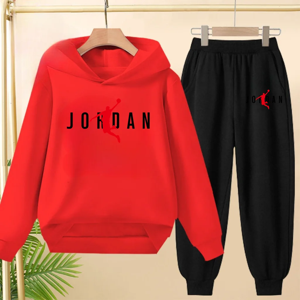 

Children's Fashion Sportswear Lncluding Hooded Sweatshirt Long Pants Suitable for Children Aged 3 To13 Outdoor Casual Sports Set