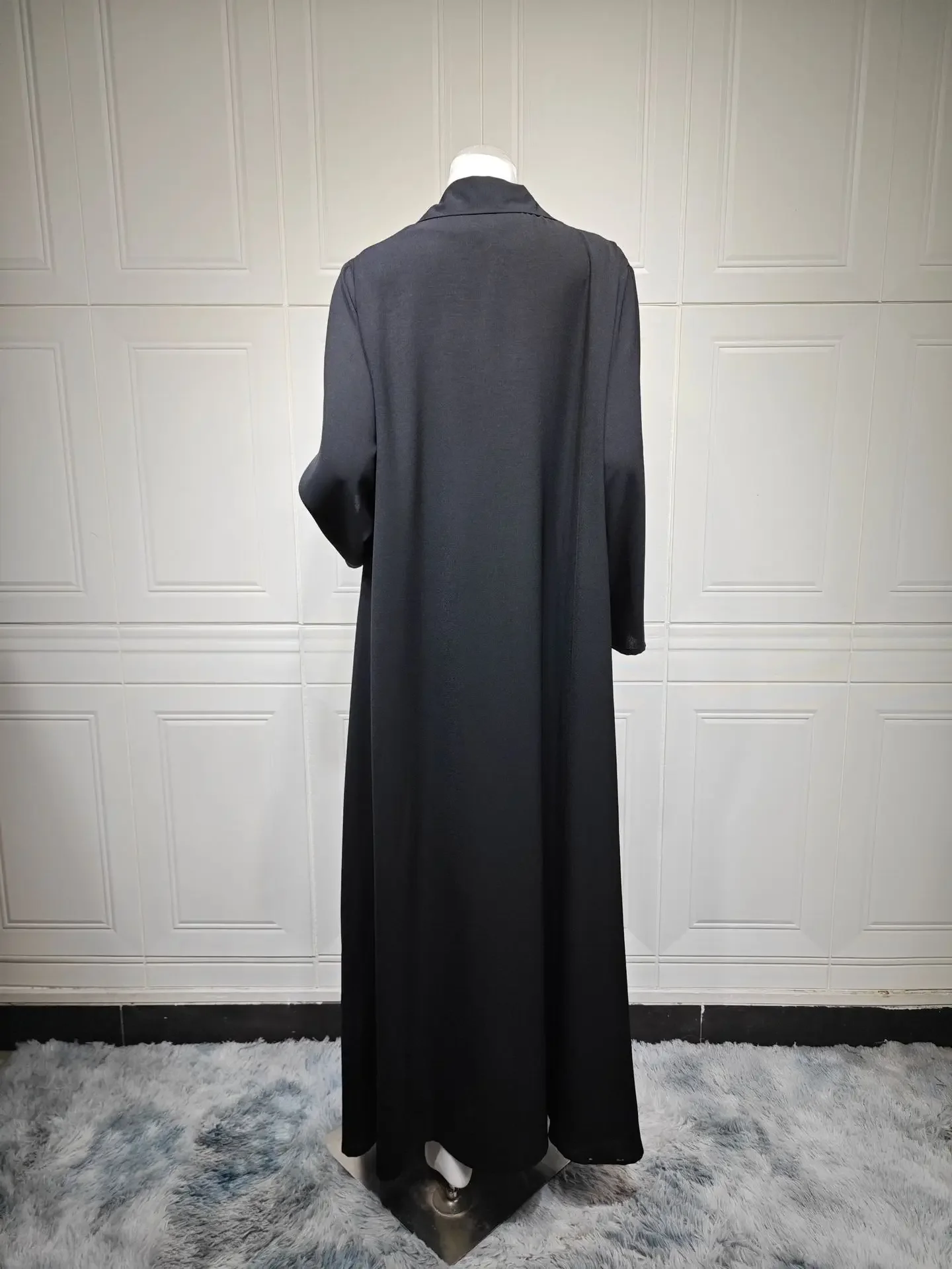 Ramadan Eid Nero Aperto Musulmano Modesto Kimono Abaya Damen Dubai Lusso Islam Abbigliamento Donna Kebaya Caftano Veste Femme Musulman