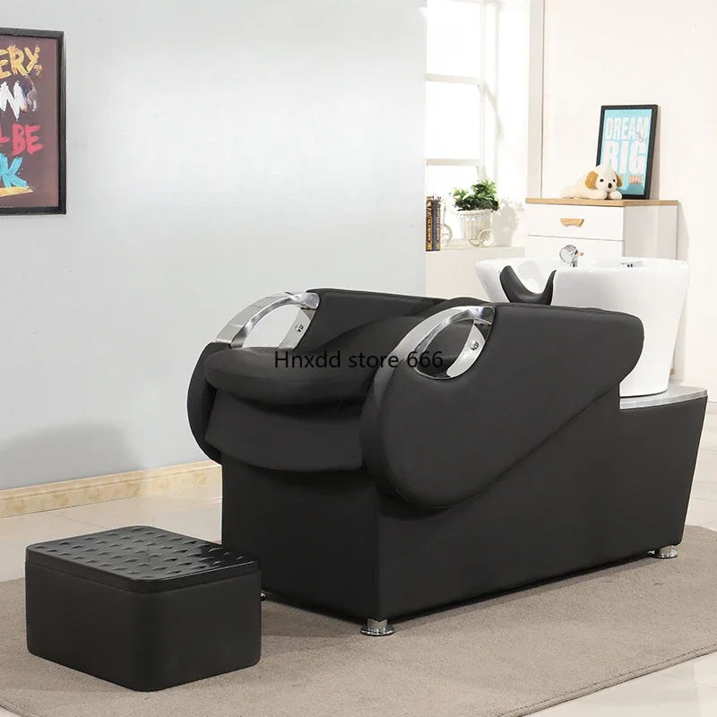Lying Half Barber Shop Ceramic Basin for Hair Washing Station Flushing Multifunctional Massage Couch