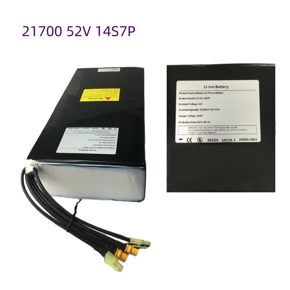 14S7P 52V 33.6Ah  Li-ion Rechargeable Battery Pack 21700 33600mAh Dual Port Fast Charging , Suitable for Dual Drive Scooters