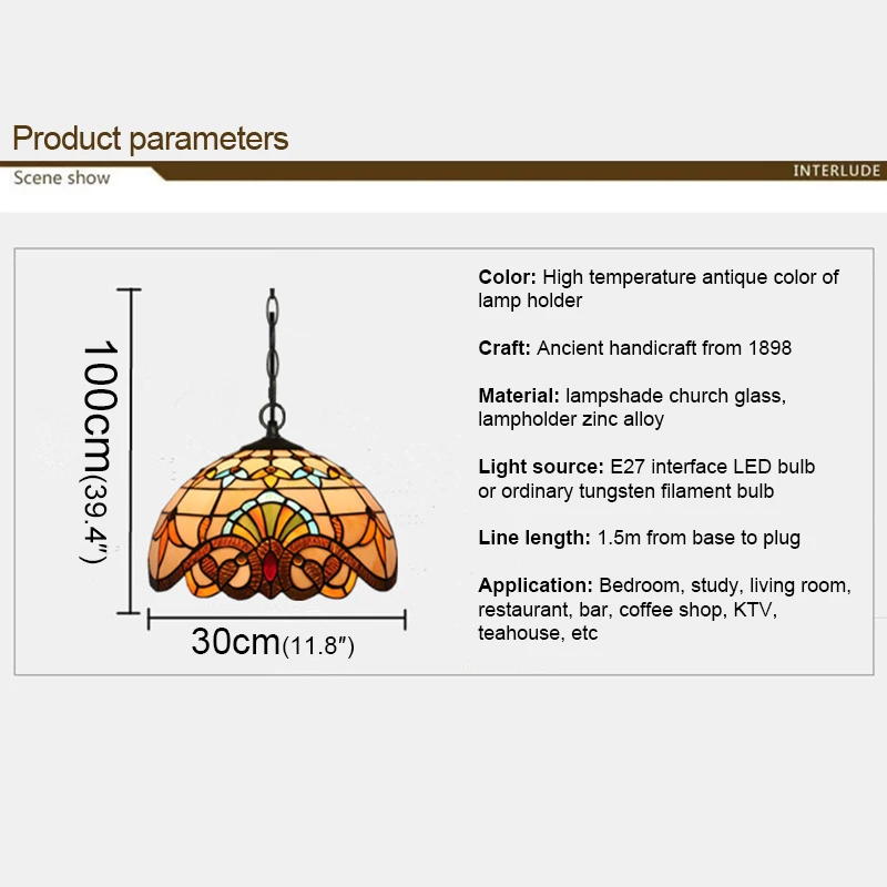 Ligplaats Moderne Tiffany Hanglamp Led Creatieve Barok Europese Glas-In-Lood Kroonluchter Licht Voor Thuis Eetbar Decor