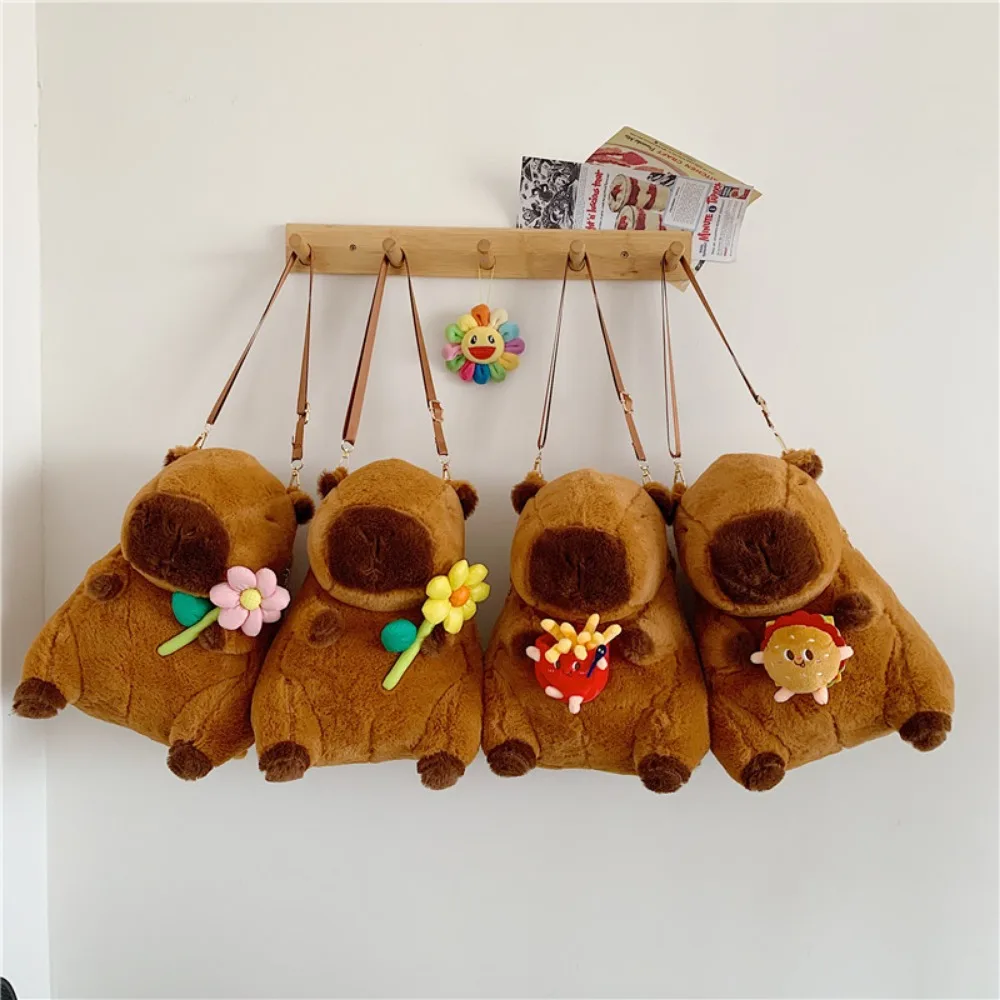 

Soft Cartoon Capybara Backpack Plush French Fries Kawaii Handbags Hamburg Korean Style Doll Fur Bag School