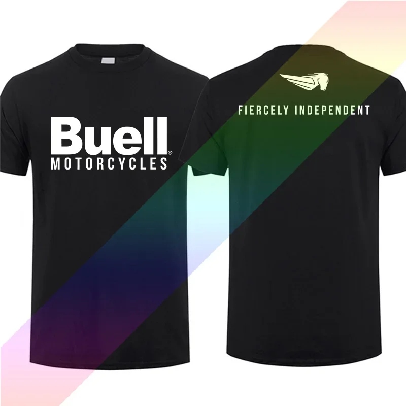 

2024 Men T Shirt Casual Fiercely Independent Buell Motorcycles T-shirt Graphic Summer Short Sleeves 100% Cotton S-3XL Cool Tee