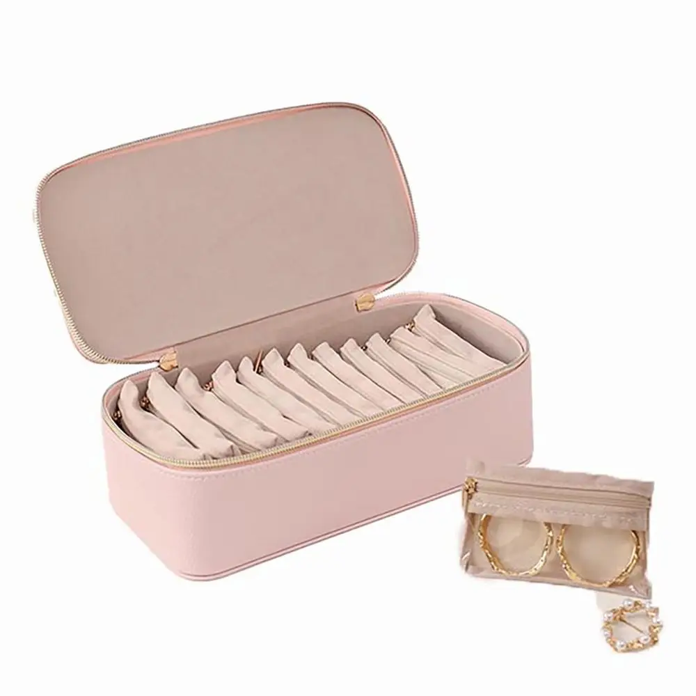 

Новая портативная дорожная шкатулка для драгоценностей, большой вместительный футляр для драгоценностей из искусственной кожи с 12 маленькими сумками, коробка для хранения мелких предметов