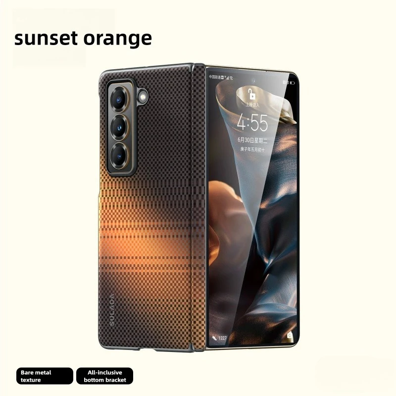 Fashional Slim Carbon Fiber Pattern Hinge Case For Samsung Galaxy Z Fold 7 6 5 For Magsafe Wireless Charge Hard Cover With Flim