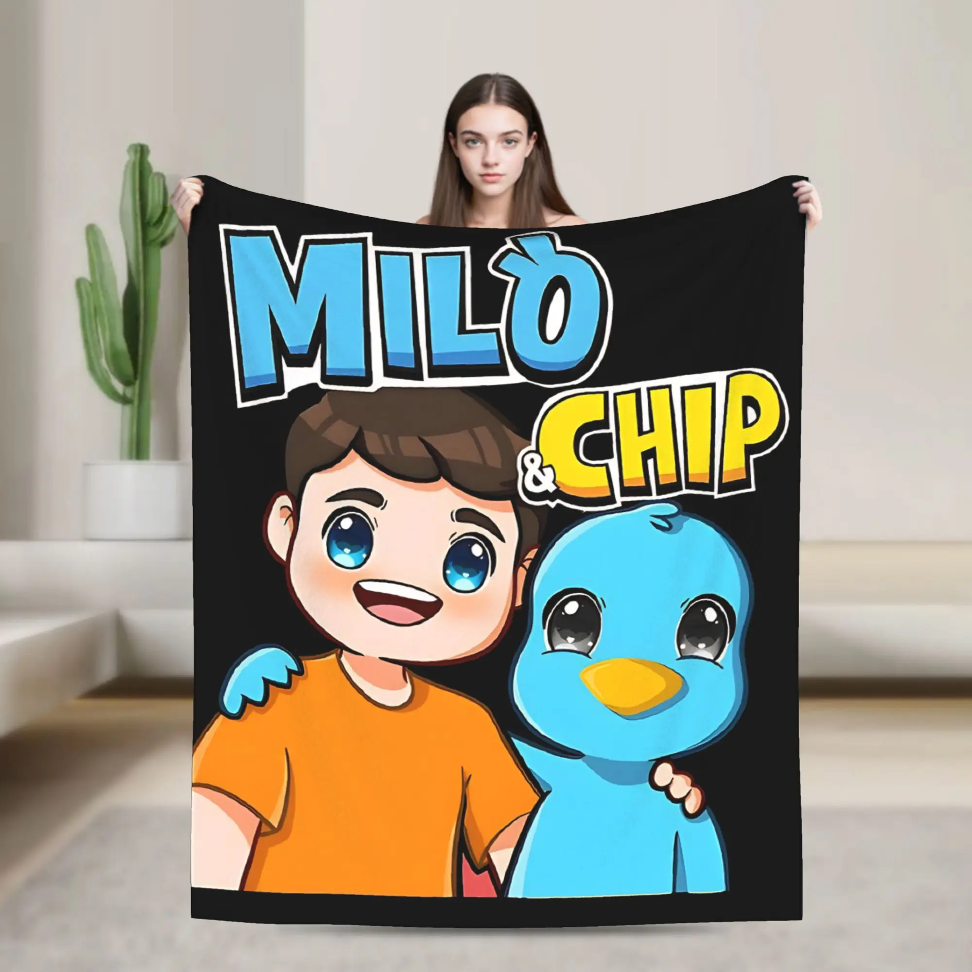 Milo And Chip Flannel Blankets  Soft Throw Blanket for Couch Chair Decorative Comfortable Bedspread Sofa Bed Cover